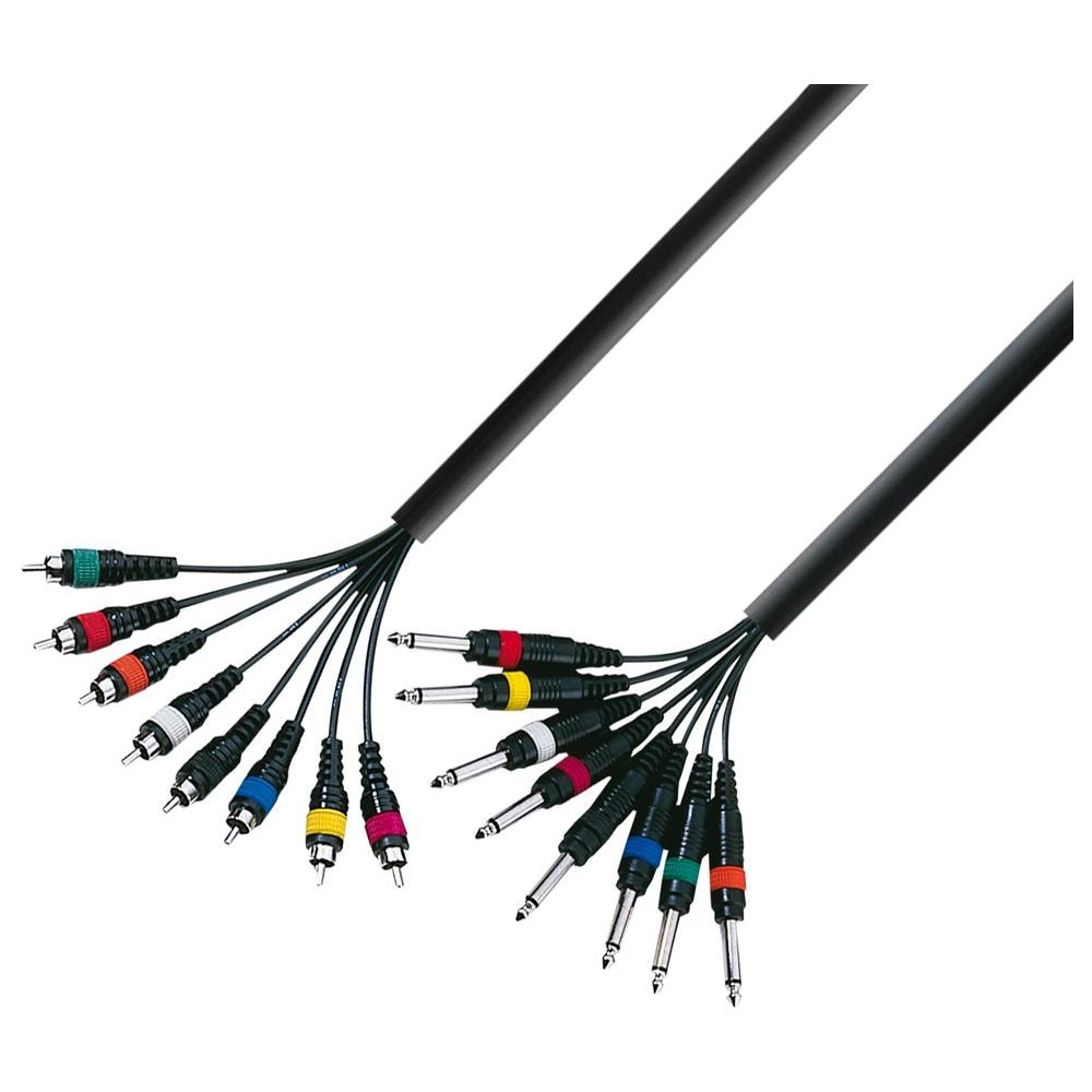 K3 L8 PC 0500 5m 8 x RCA 8 x 6.35mm TRS Nero cavo audio - Foto 1