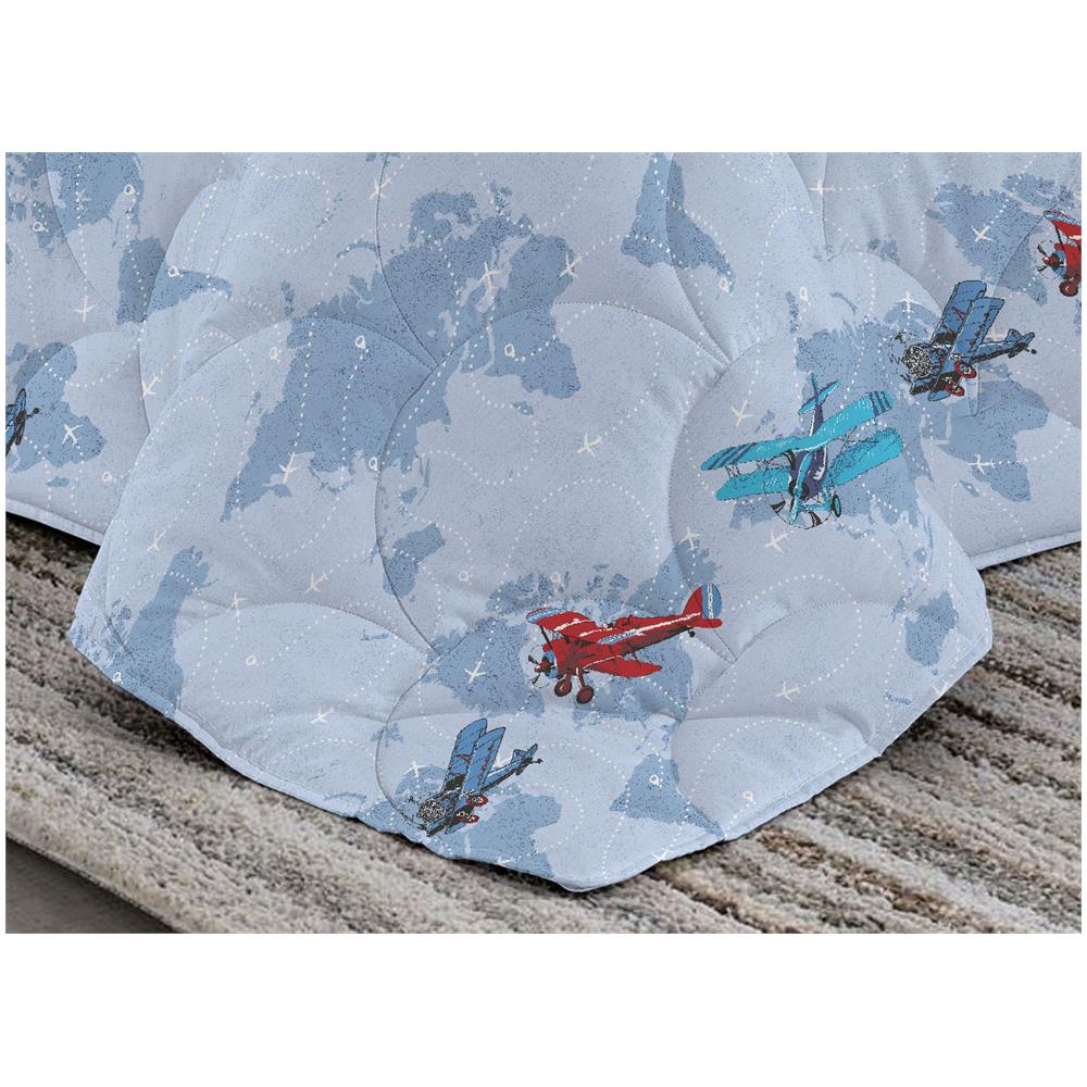 Trapuntino Piumino Estivo Linea Pensieri Delicati Disegno Aerei Colore Azzurro Matrimoniale Azzurro - Foto 2