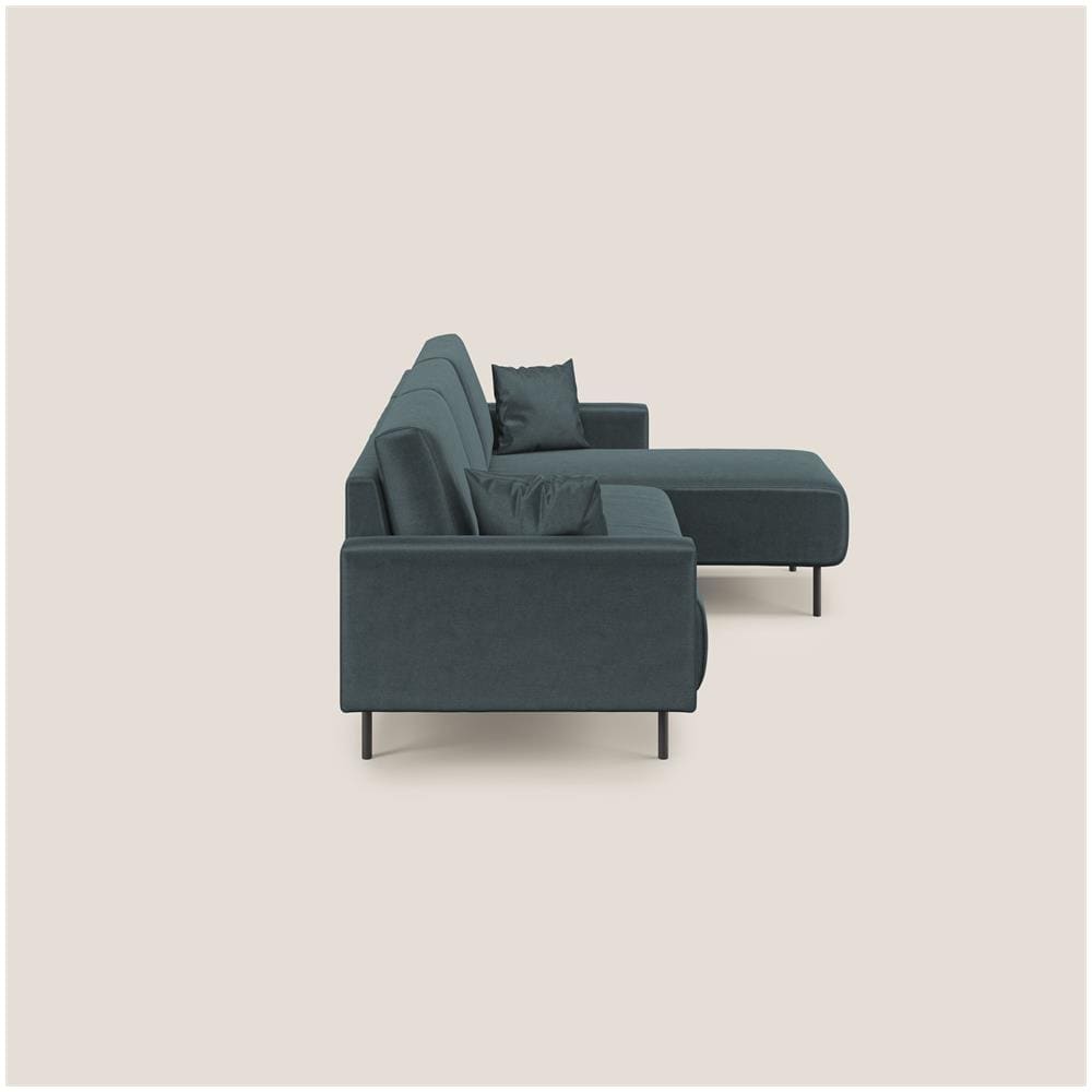 Arthur Divano Moderno Angolare In Velluto Morbido Impermeabile T01 224 Cm Sinistro Petrolio - Foto 2