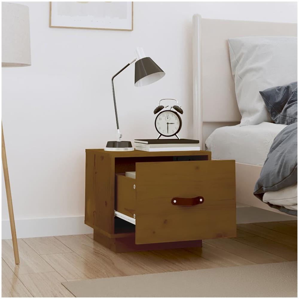 Comodino Miele 40x34x35 Cm In Legno Massello Di Pino - Foto 3