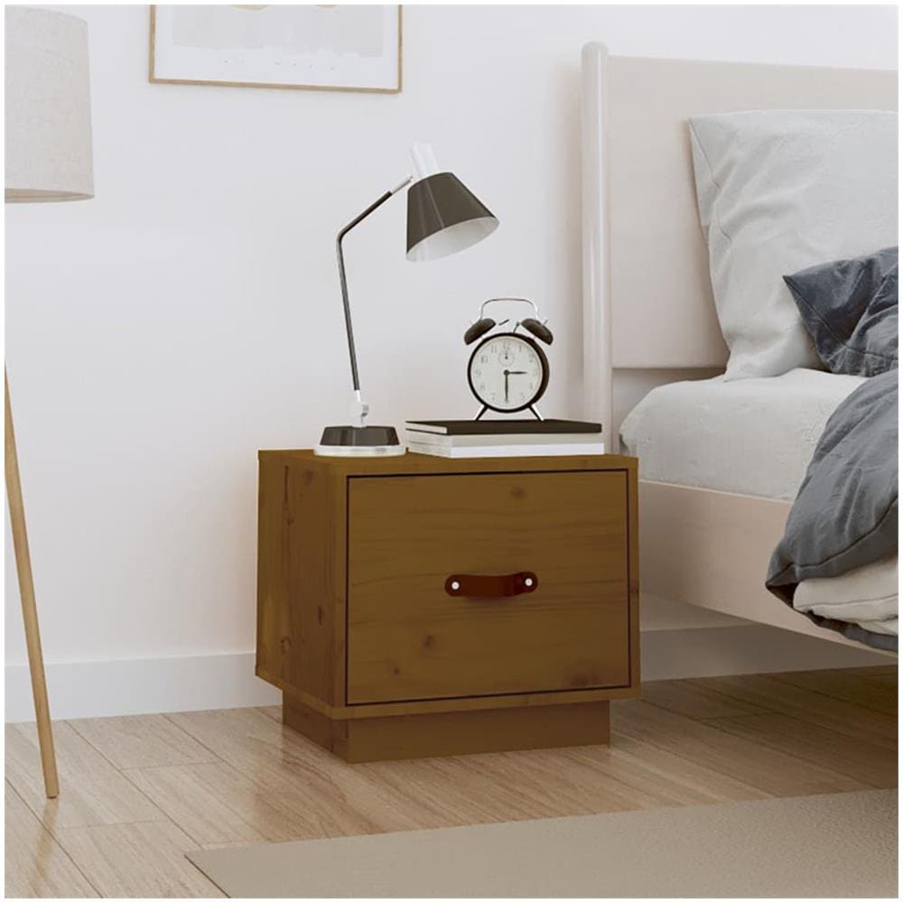 Comodino Miele 40x34x35 Cm In Legno Massello Di Pino - Foto 1