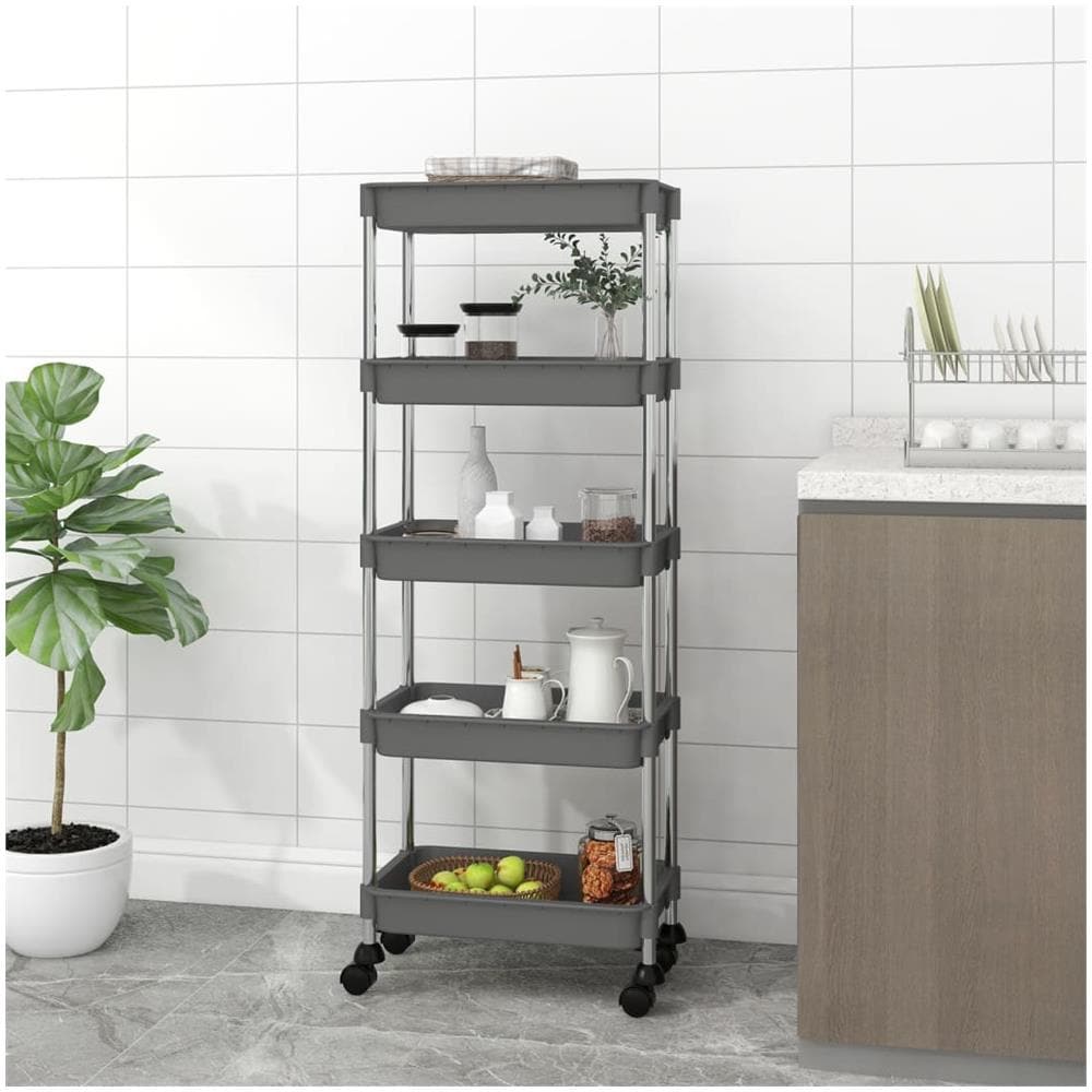 Carrello Da Cucina 5 Ripiani Grigio 40x22x116 Cm Ferro E Abs - Foto 1