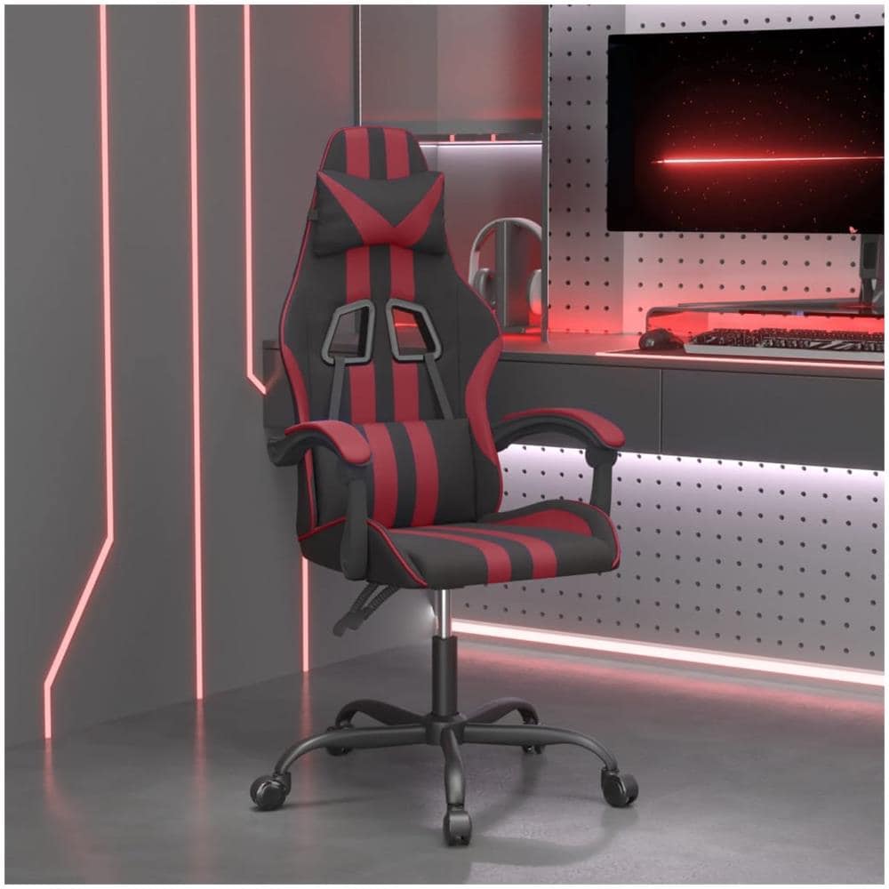 Sedia Gaming Nero E Rosso Vino In Similpelle - Foto 1