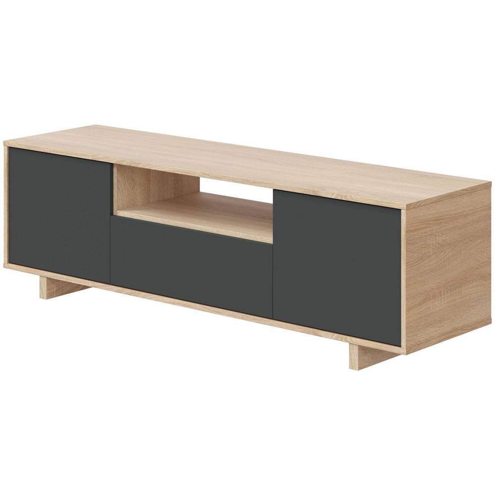 Mobile Porta Tv Visalia, Credenza Per Televisione Da Soggiorno, Supporto Tv A 3 Ante, Credenza Bassa, 150x41h46 Cm, Rovere - Foto 2