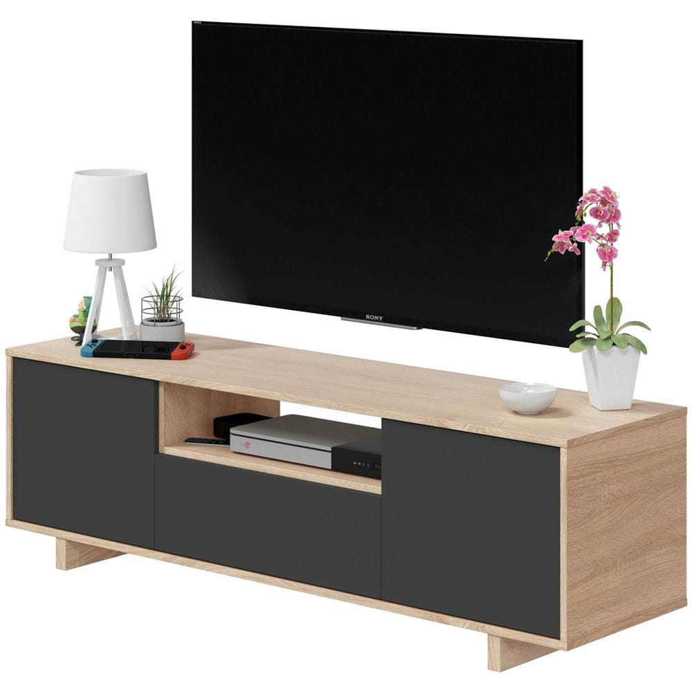 Mobile Porta Tv Visalia, Credenza Per Televisione Da Soggiorno, Supporto Tv A 3 Ante, Credenza Bassa, 150x41h46 Cm, Rovere - Foto 4