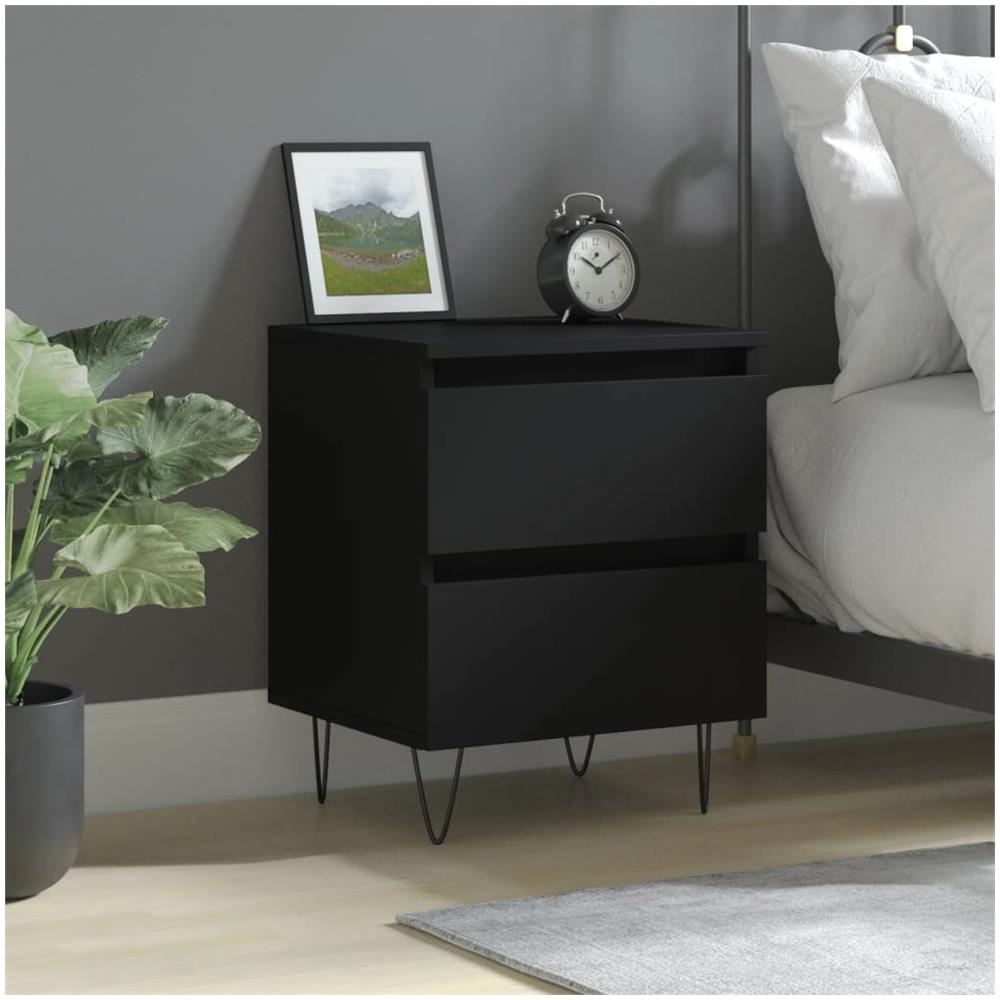 Comodino Nero 40x35x50 Cm In Legno Multistrato - Foto 1
