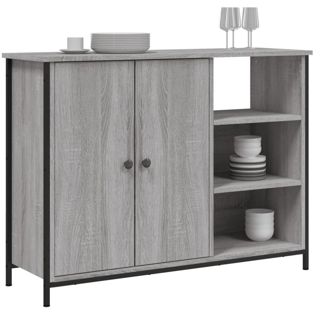 Credenza Grigio Sonoma 100x33x75 Cm In Legno Multistrato - Foto 3