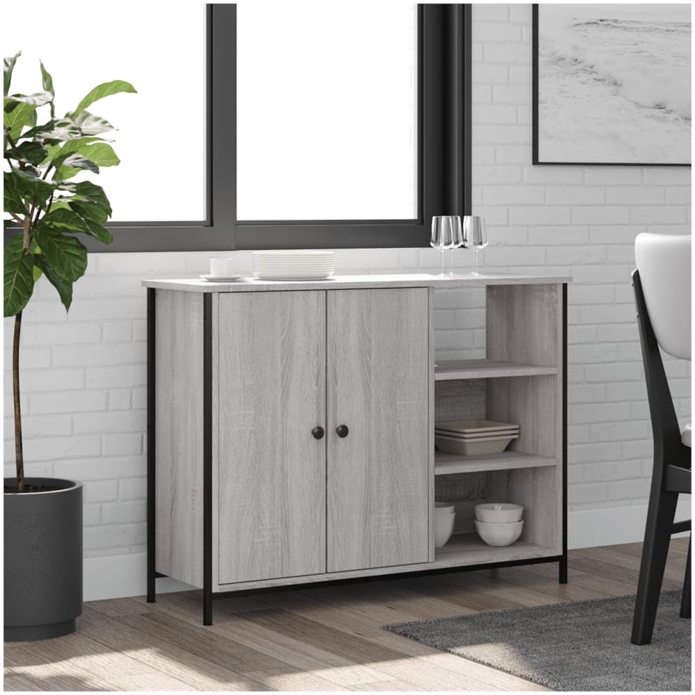 Credenza Grigio Sonoma 100x33x75 Cm In Legno Multistrato - Foto 1