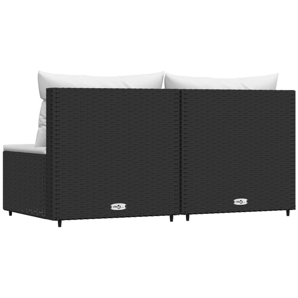 Divani Centrali Da Giardino Con Cuscini 2pz In Polyrattan Nero - Foto 3