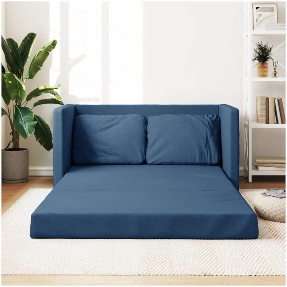 Divano Letto da Terra 2 in 1 Blu 112x174x55 cm Tessuto - Foto 1