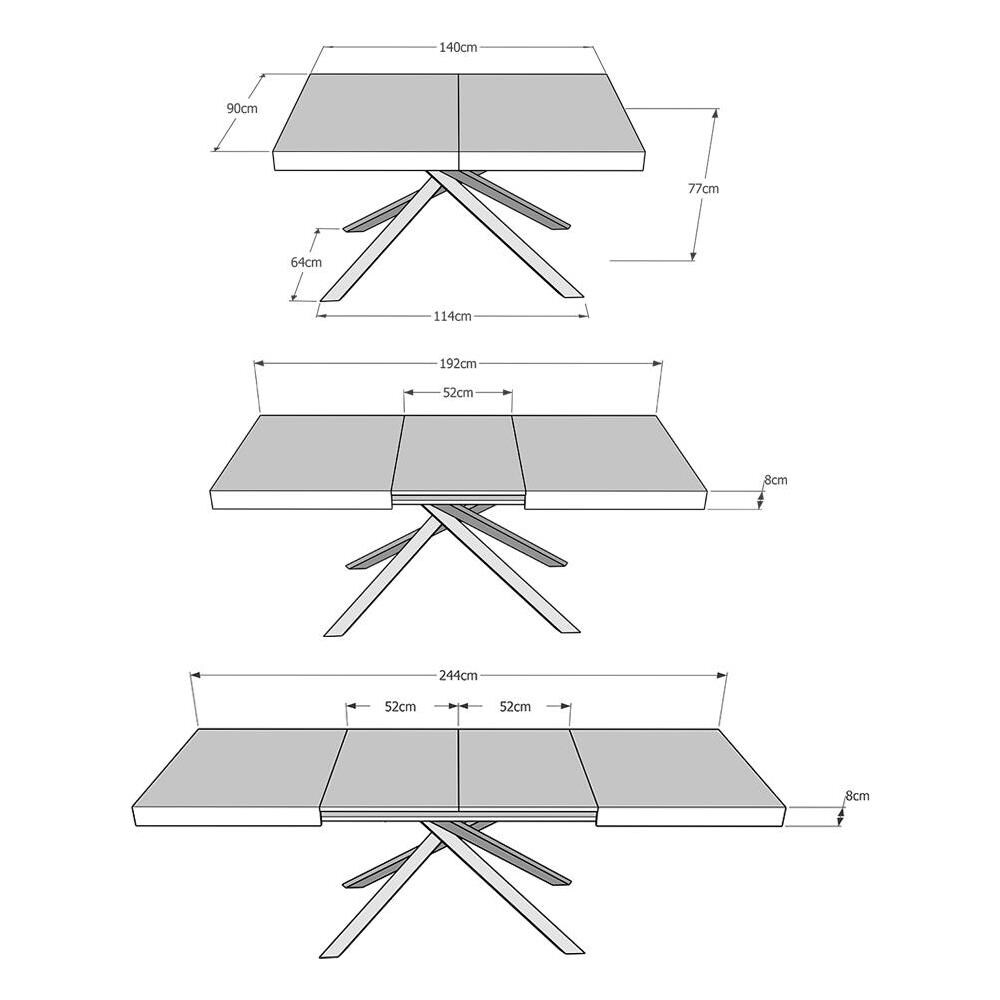 Tavolo allungabile 90x140/244 cm Karida cemento gambe antracite - Foto 4