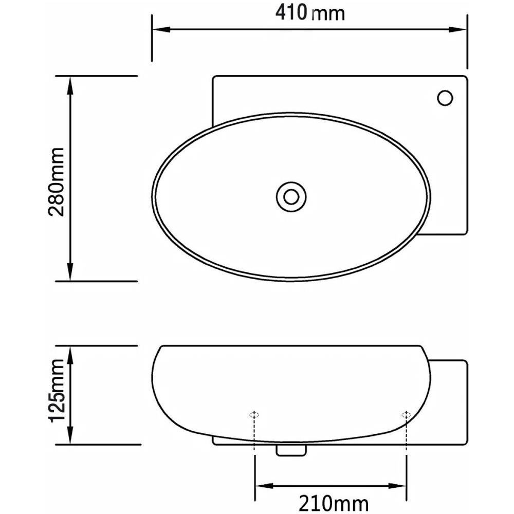Lavello In Ceramica Con Foro Per Rubinetto E Sfioro Bianco - Foto 14