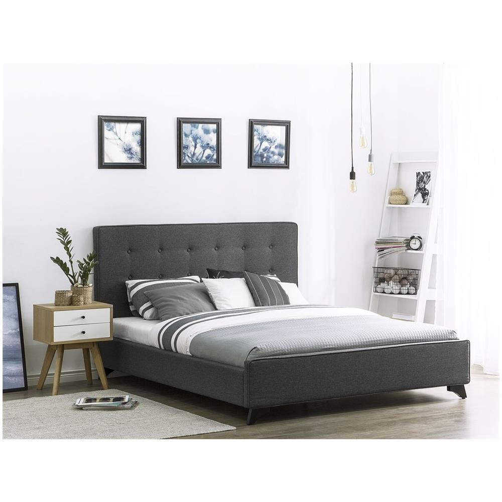 Letto In Tessuto Grigio Scuro 160 X 200 Cm Ambassador - Foto 2