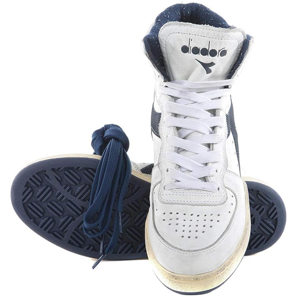 Sneakers Diadora Heritage Bianco Uomo Mi basket used c1494 bianco-blu Taglia 7.5 - Foto 2