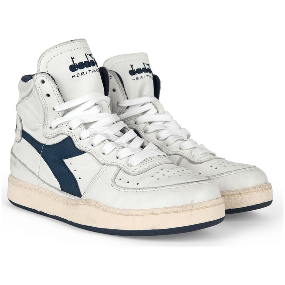 Sneakers Diadora Heritage Bianco Uomo Mi basket used c1494 bianco-blu Taglia 7.5 - Foto 3