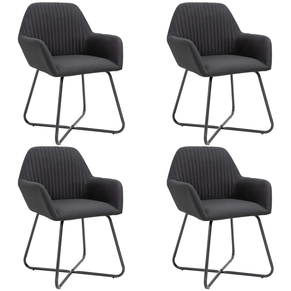 Sedie Da Pranzo 4 Pz Nere In Tessuto - Foto 1