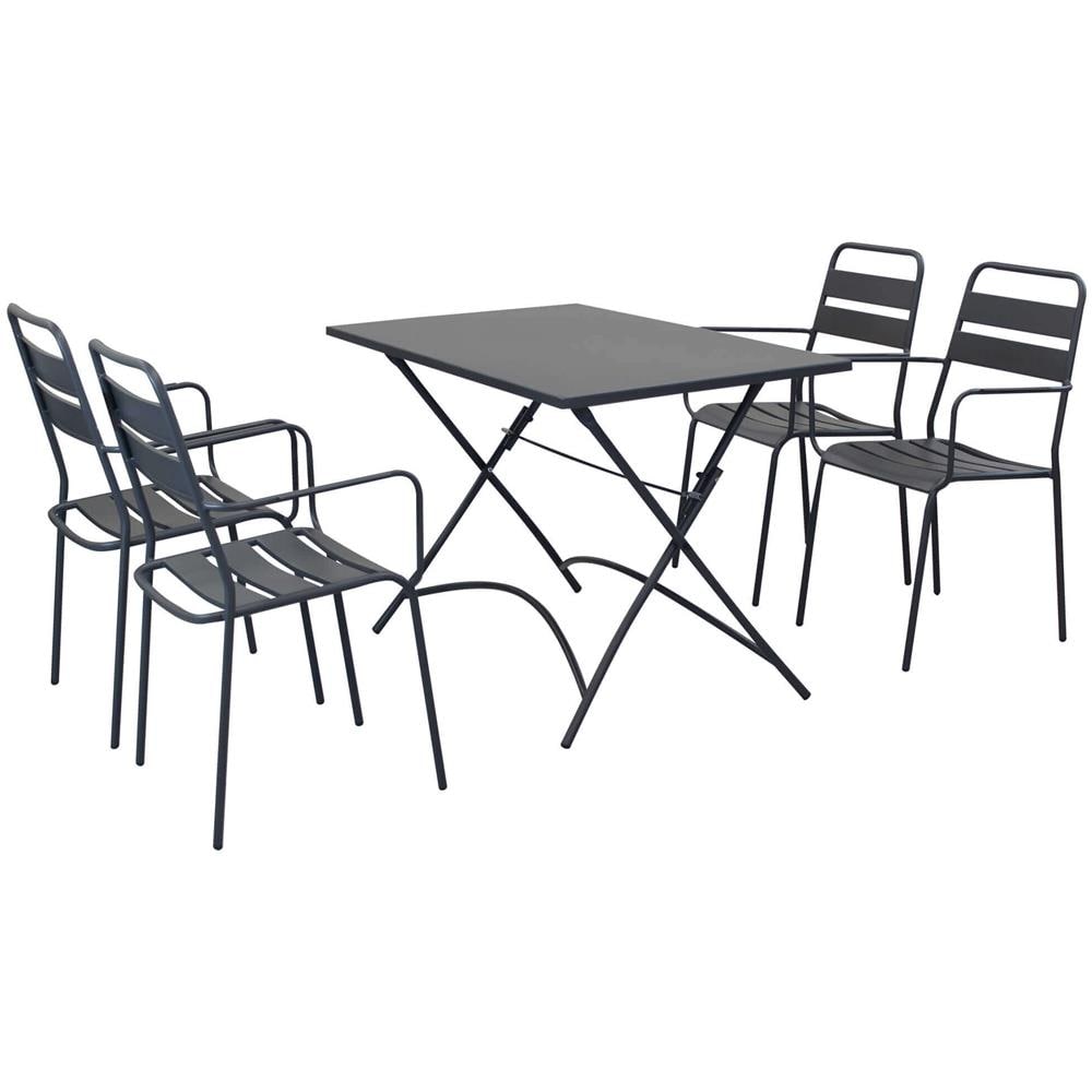 Romanus - Set Tavolo Da Giardino Pieghevole Salvaspazio 110 X 70 Compreso Di 4 Poltrone In Ferro - Foto 1