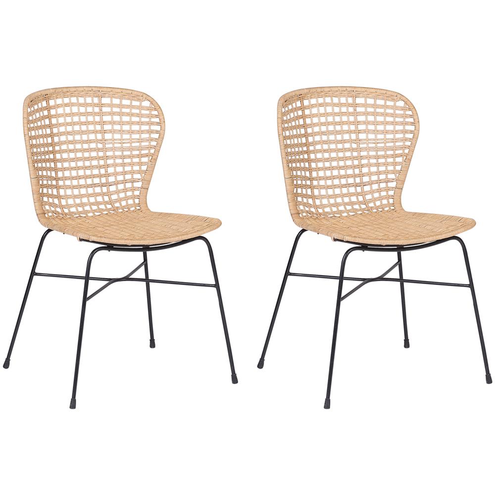 Set Di 2 Sedie Da Pranzo In Rattan Color Naturale Elfros - Foto 1