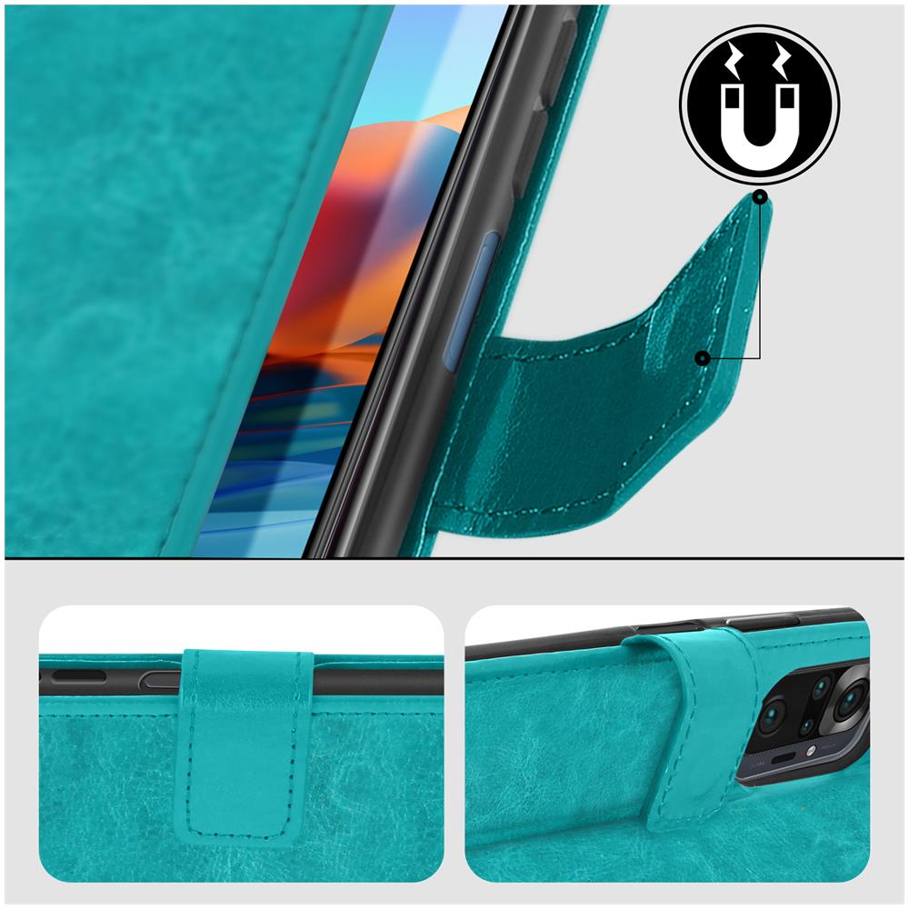 Custodia Xiaomi Redmi Note 10 Pro Vintage Portacarte Funzione Supporto Turchese - Foto 2