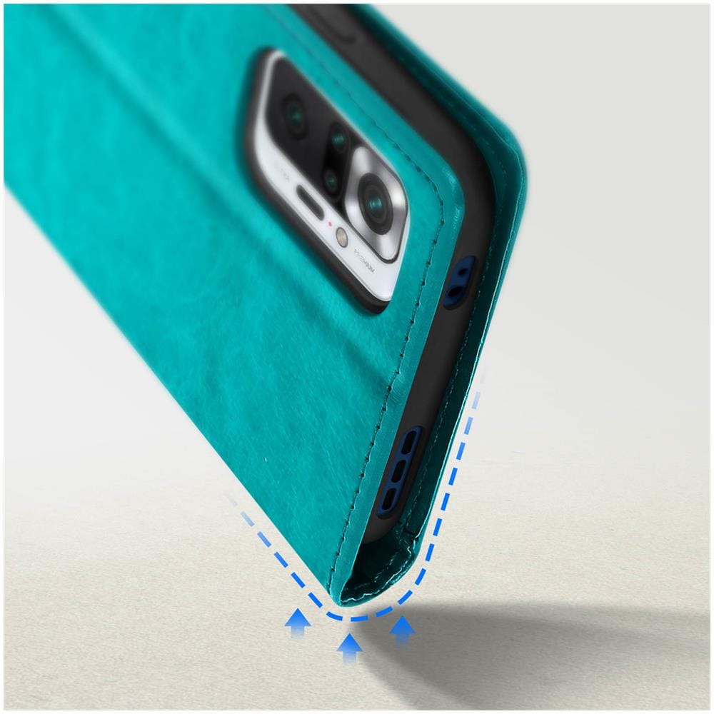 Custodia Xiaomi Redmi Note 10 Pro Vintage Portacarte Funzione Supporto Turchese - Foto 8