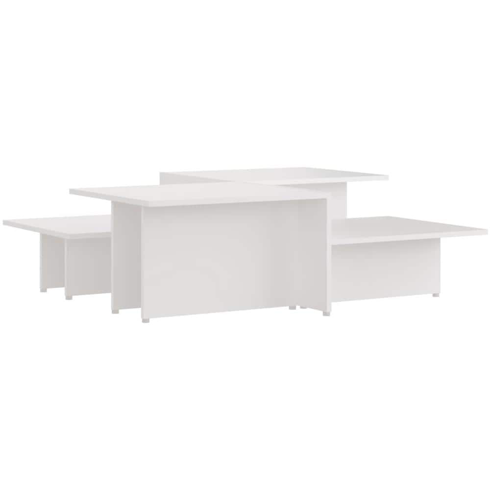Tavolini da Salotto 2 pz Bianchi 111,5x50x33 cm in Multistrato - Foto 2