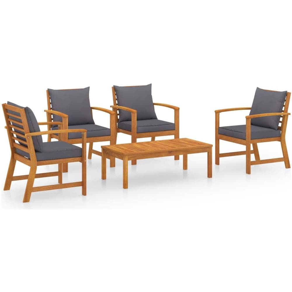 Set Divani Da Giardino 5 Pz Con Cuscini In Massello Di Acacia - Foto 1