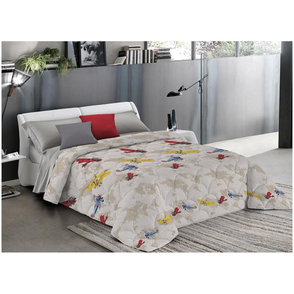 Trapuntino Piumino Estivo Linea Pensieri Delicati Disegno Aerei Colore Rosso Singolo Rosso - Foto 1