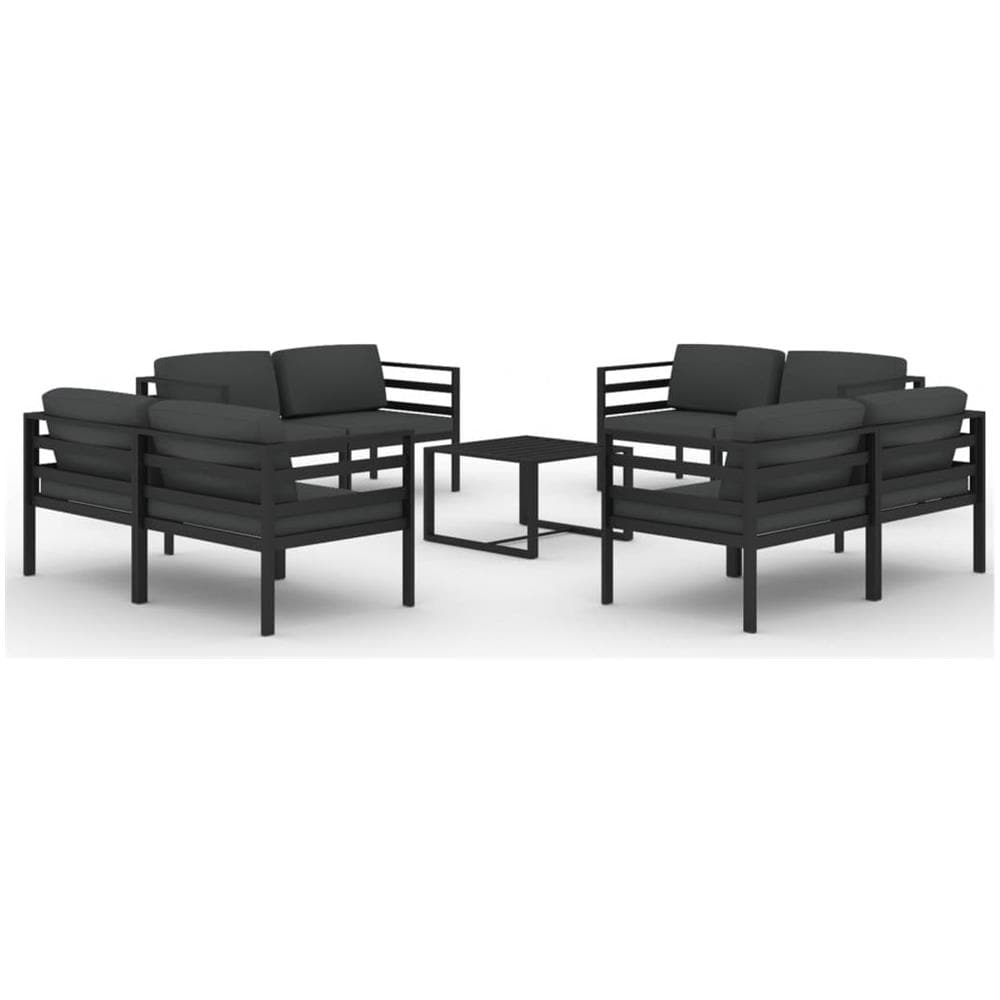 Set Divani Da Giardino 9 Pz Con Cuscini In Alluminio Antracite - Foto 1
