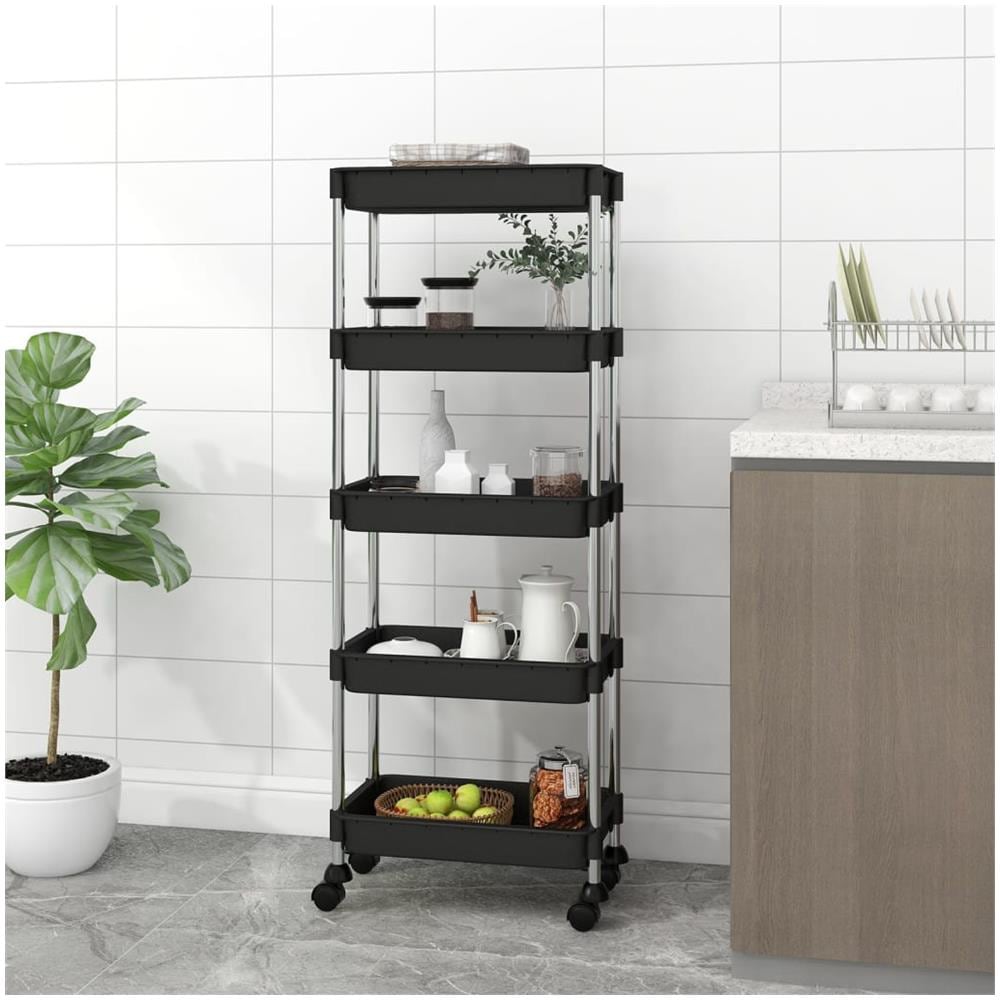 Carrello Da Cucina 5 Ripiani Nero 40x22x116 Cm Ferro E Abs - Foto 1