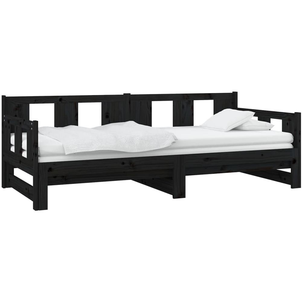 Dormeuse Estraibile Nera In Legno Massello Di Pino 2x (90x190) cm - Foto 3