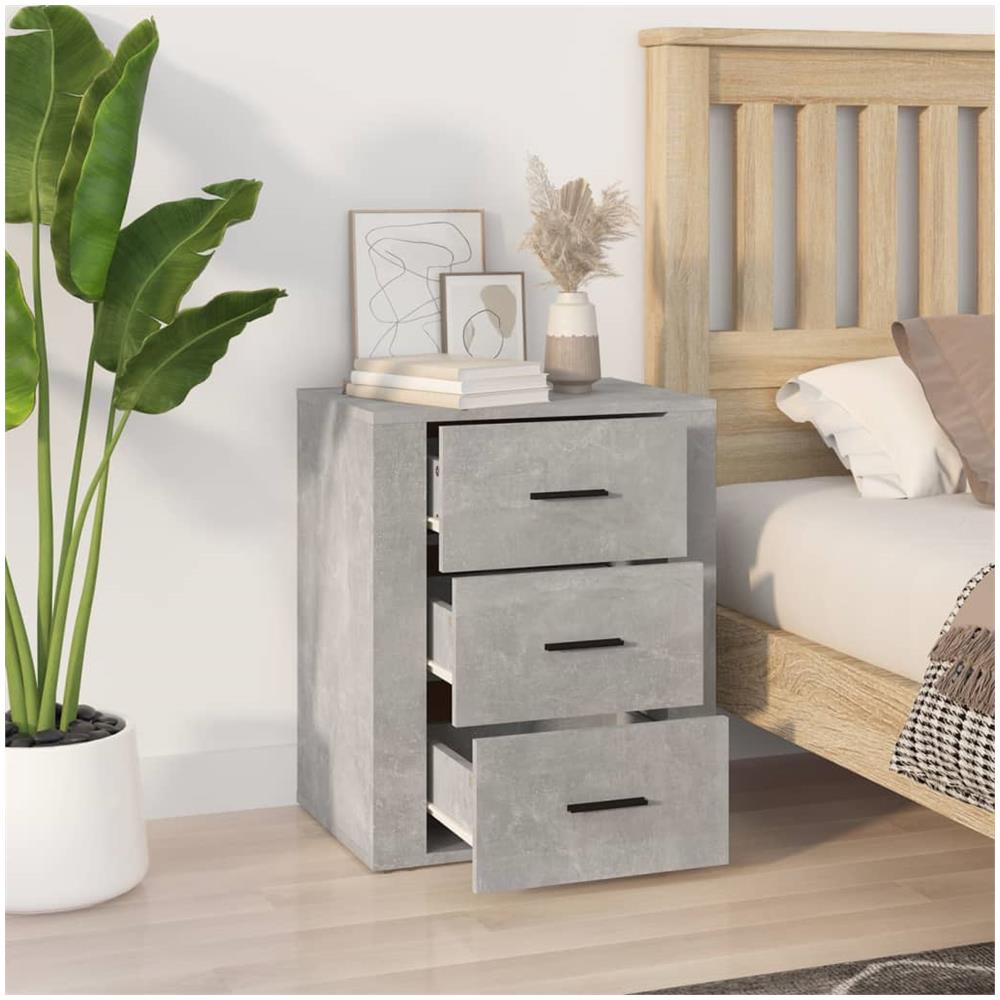 Comodino Grigio Cemento 50x36x60 Cm In Legno Multistrato - Foto 3