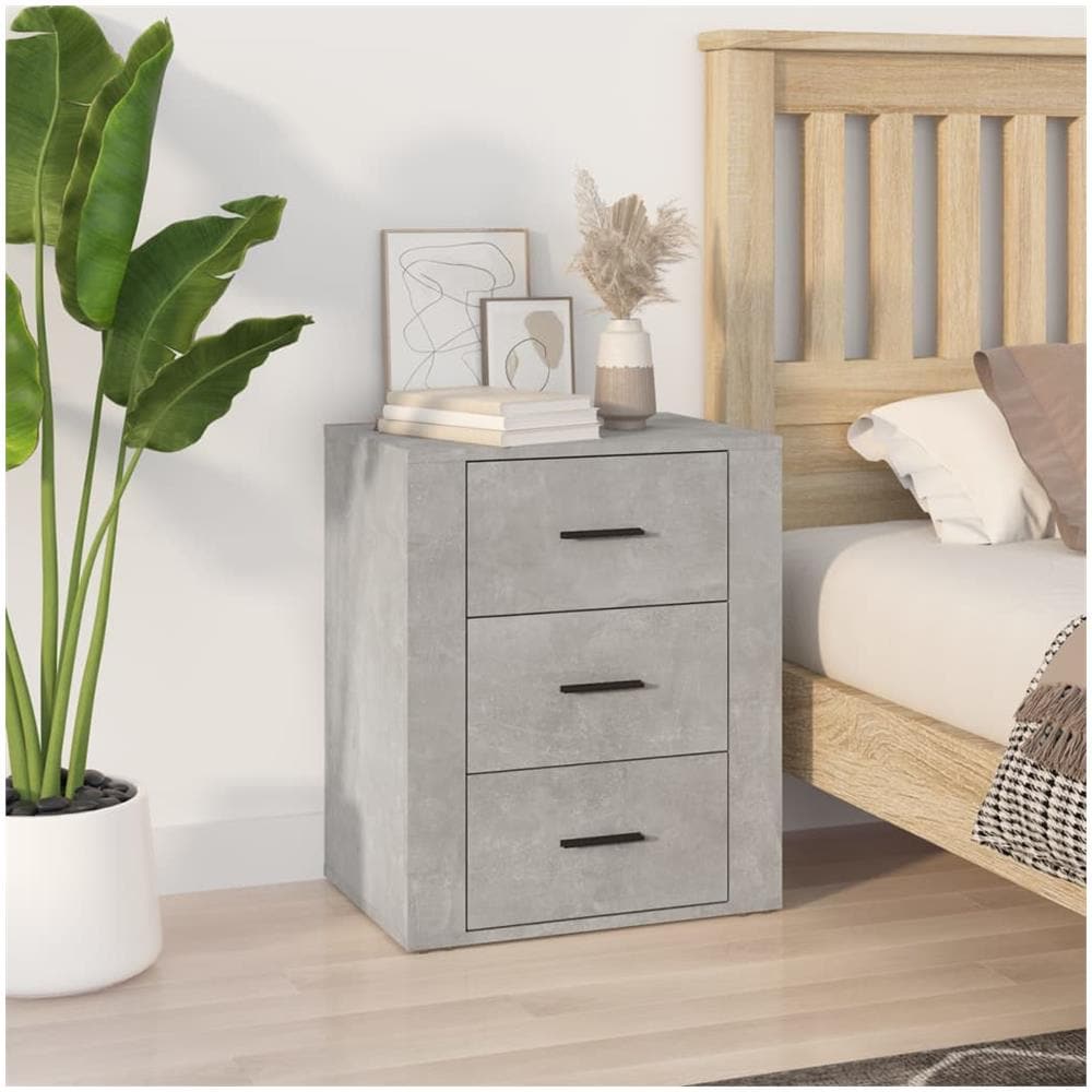 Comodino Grigio Cemento 50x36x60 Cm In Legno Multistrato - Foto 1