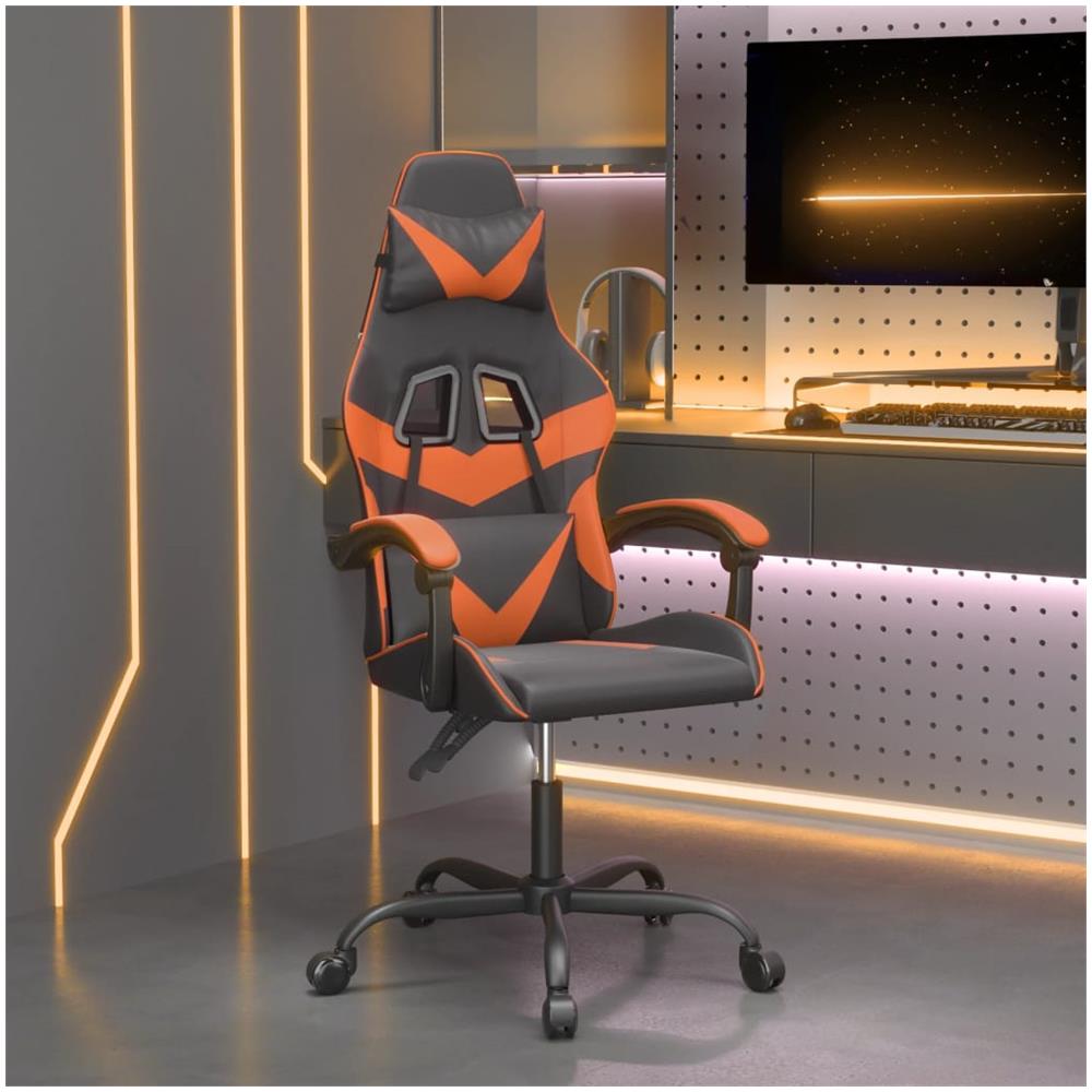 Sedia Da Gaming Nero E Arancione In Similpelle - Foto 1