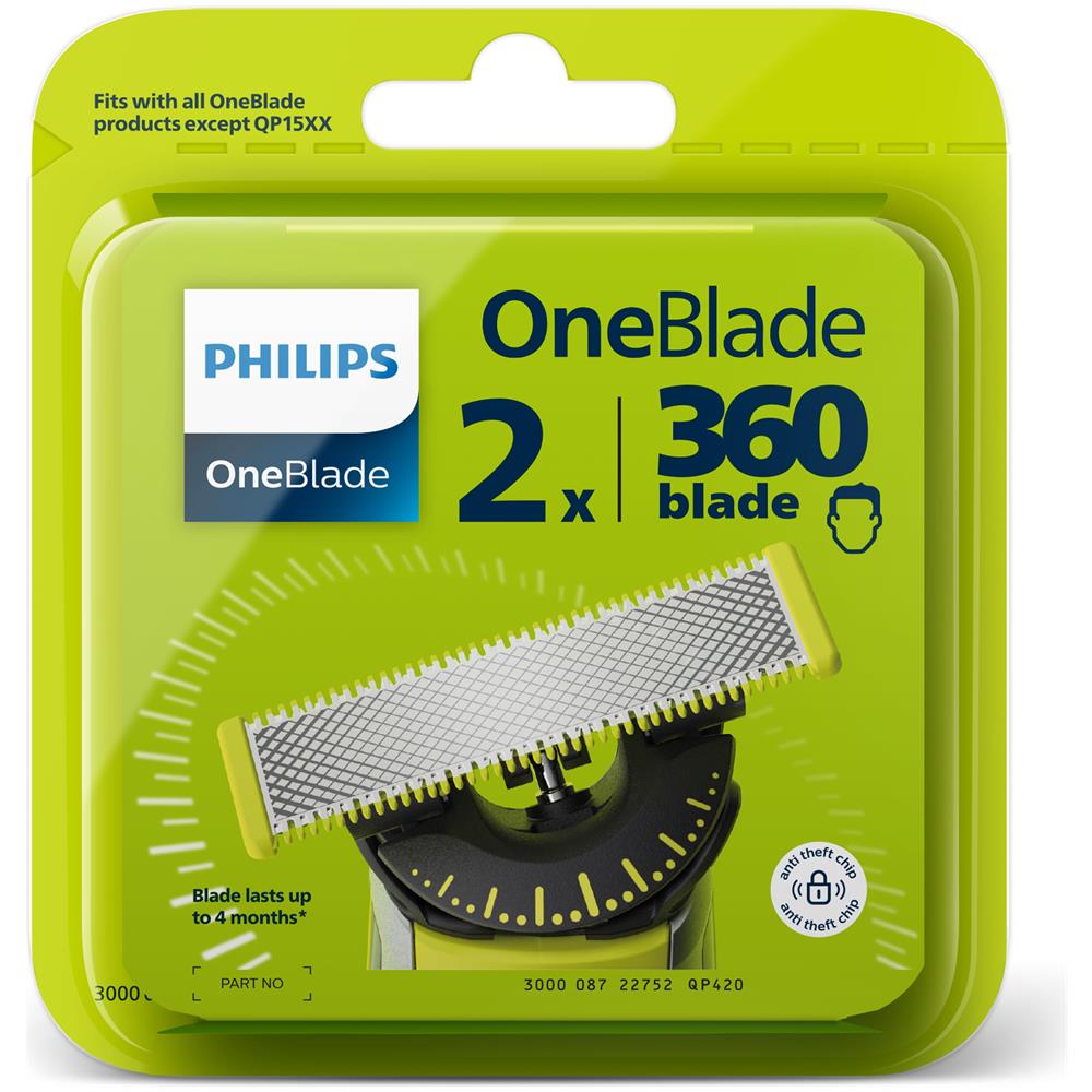Lame di Ricambio QP420/50 OneBlade 360 Colore Argento / Giallo - Foto 2