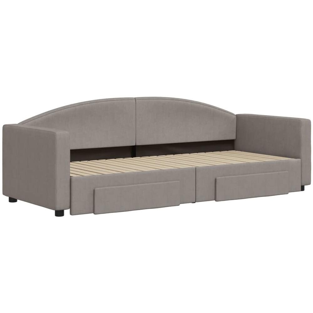 Divano Letto Estraibile Con Cassetti Tortora 80x200 Cm Tessuto - Foto 2