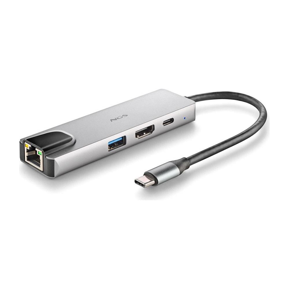 -HUB-0140 hub di interfaccia USB 2.0 Type-C 5000 Mbit /s Alluminio, Nero - Foto 2
