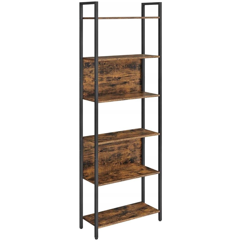 Libreria LLS113B01 marrone rustico a 6 ripiani per soggiorno - Foto 1