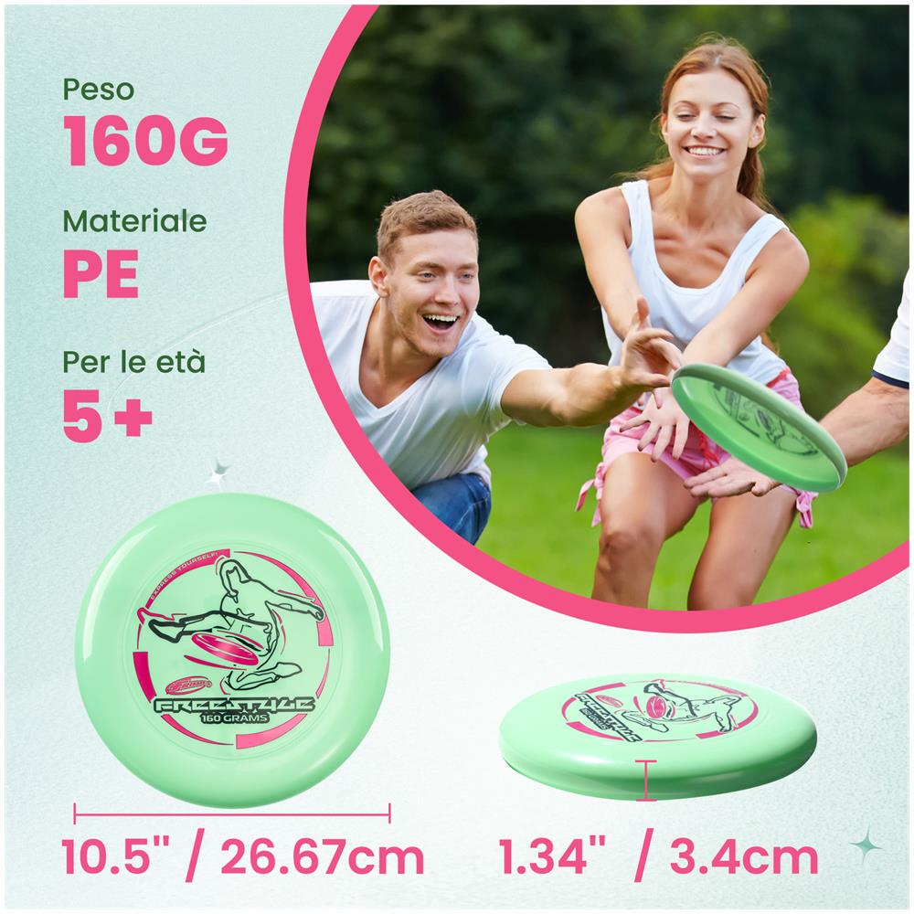 Frisbee Freestyle 160g Disco volante, divertimento all'aperto -1 Pack - Foto 1