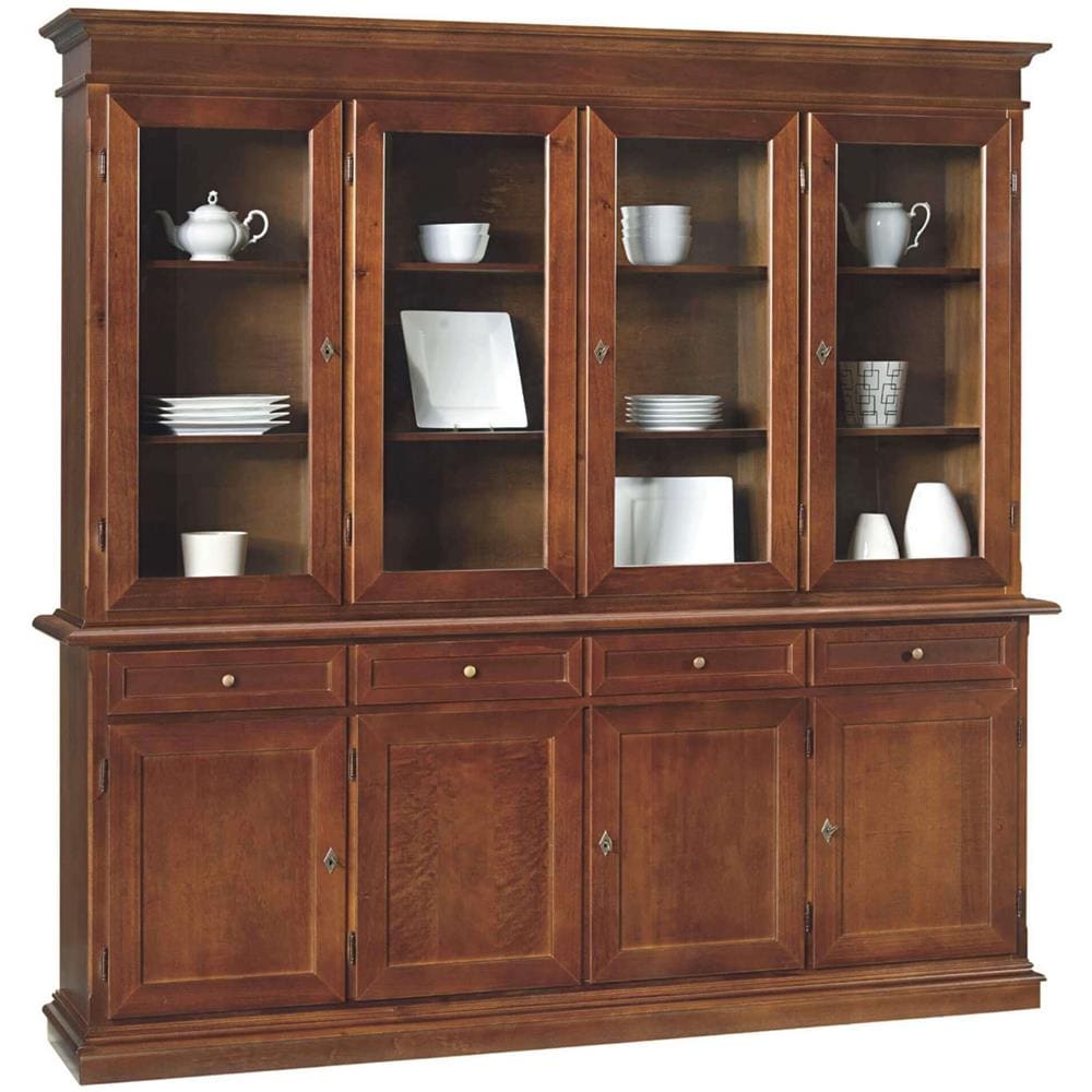 Jaqueline - Credenza Con Vetrina In Legno Massello Cm 205 X 42 X 205 H - Foto 1