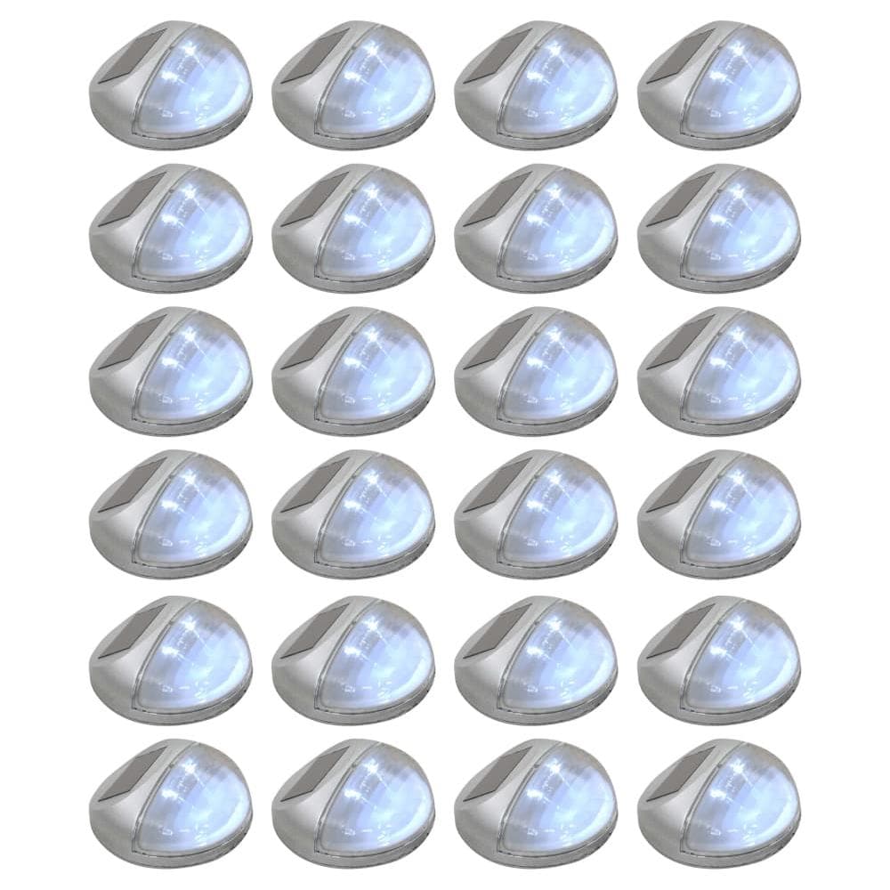 Lampade Solari Da Parete Da Esterni A Led 24 Pz Rotonde Argento - Foto 1