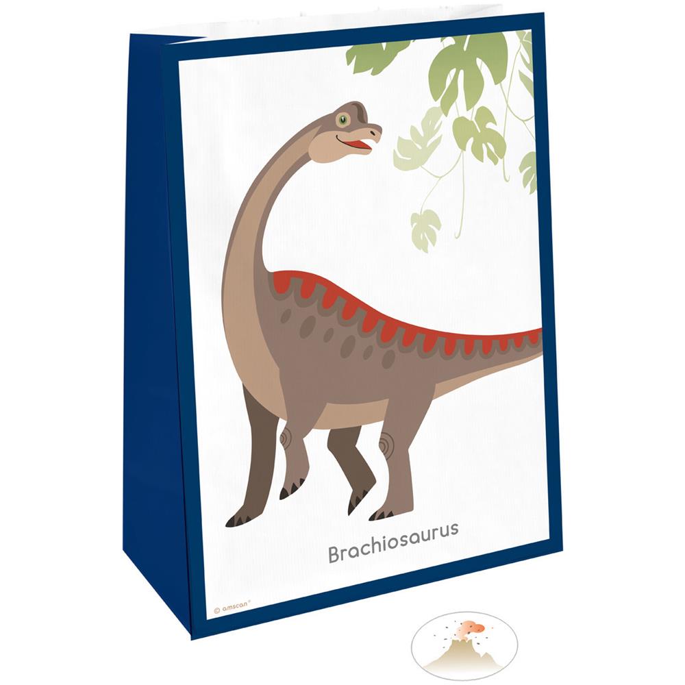 Amscan - 4 Sacchetti Regalo Grandi Dinosauri Con Adesivi - Foto 1