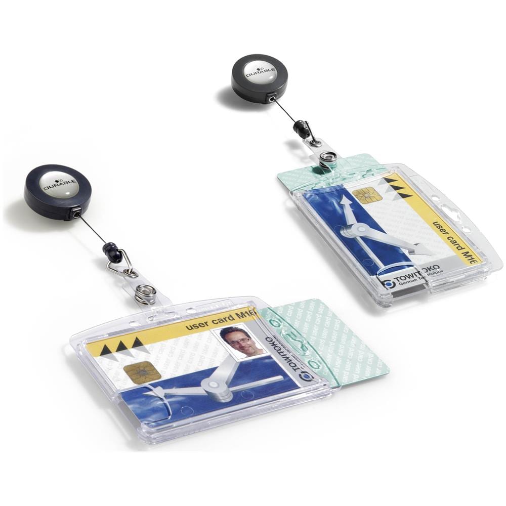 822419 - Portabadge Rigido Con Chiocciola Yo-yo, 2 Tessere, Asola, Lunghezza Filo 80 Cm, 54x87 Mm, Trasparente, Confezione Da 10 Pezzi - Foto 5