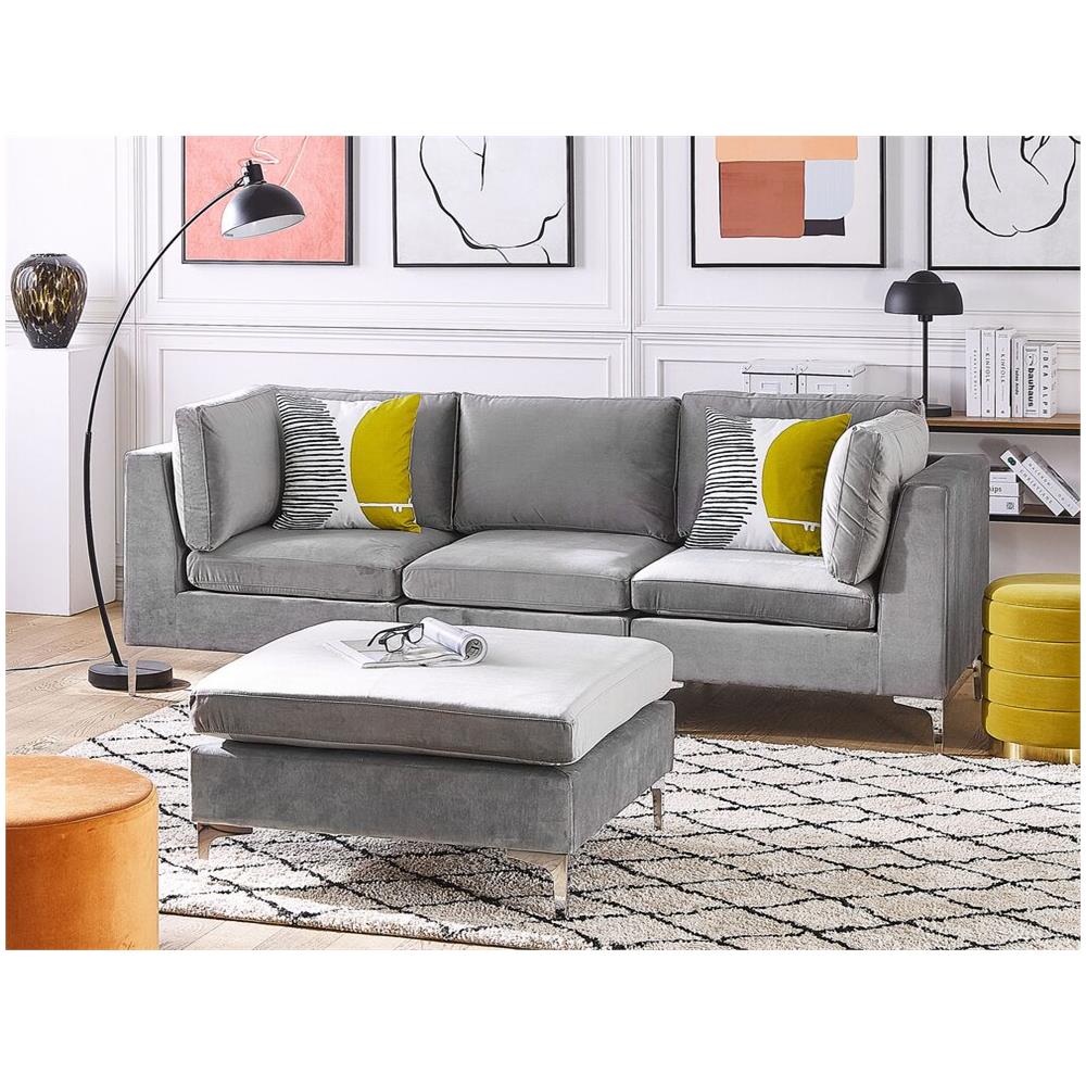 Ottomana In Velluto Grigio Evja - Foto 2