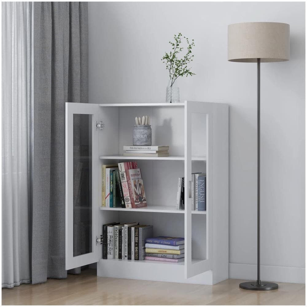 Armadietto con Vetrina Bianco 82,5x30,5x115cm Legno Multistrato - Foto 3