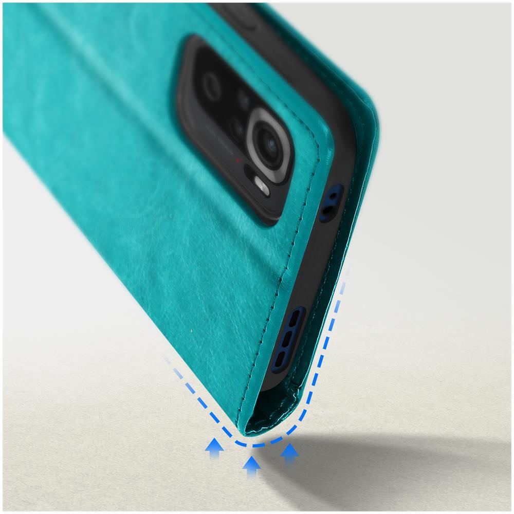 Custodia Xiaomi Redmi Note 10 / 10s Vintage Portacarte Funzione Supporto Turchese - Foto 2