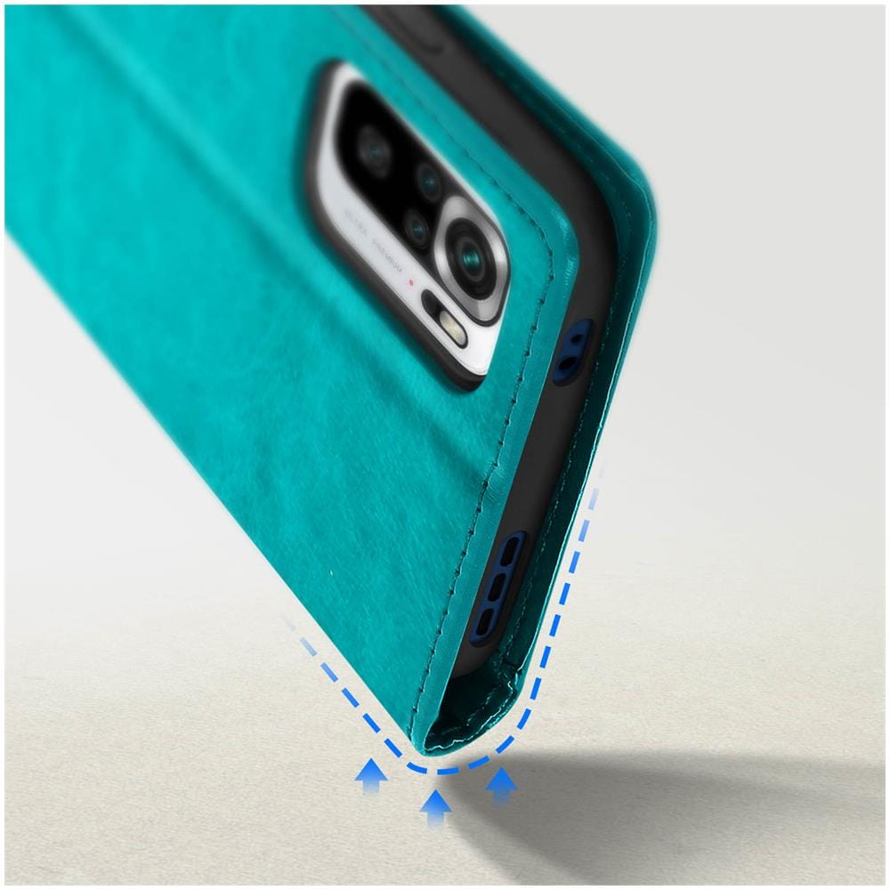 Custodia Xiaomi Redmi Note 10 / 10s Vintage Portacarte Funzione Supporto Turchese - Foto 8