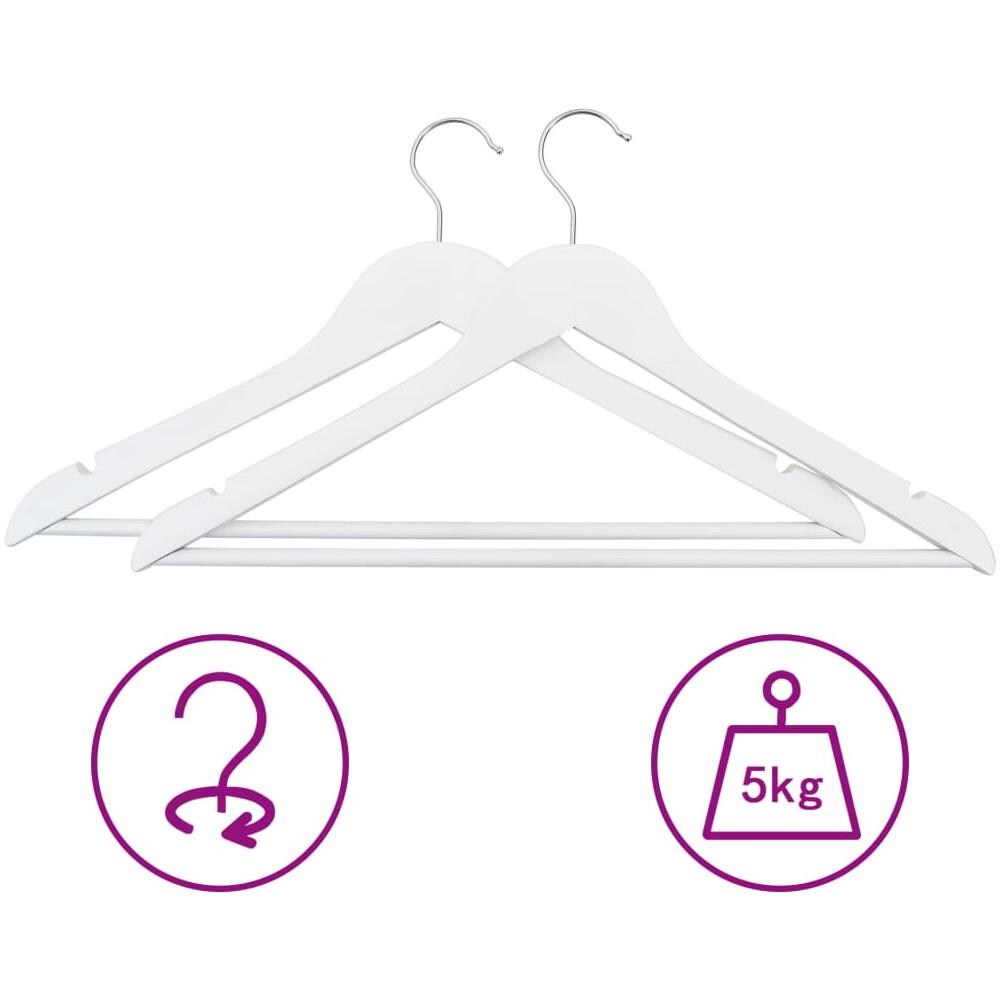 Set Appendiabiti 50 pz Antiscivolo Bianchi in Legno Massello - Foto 2