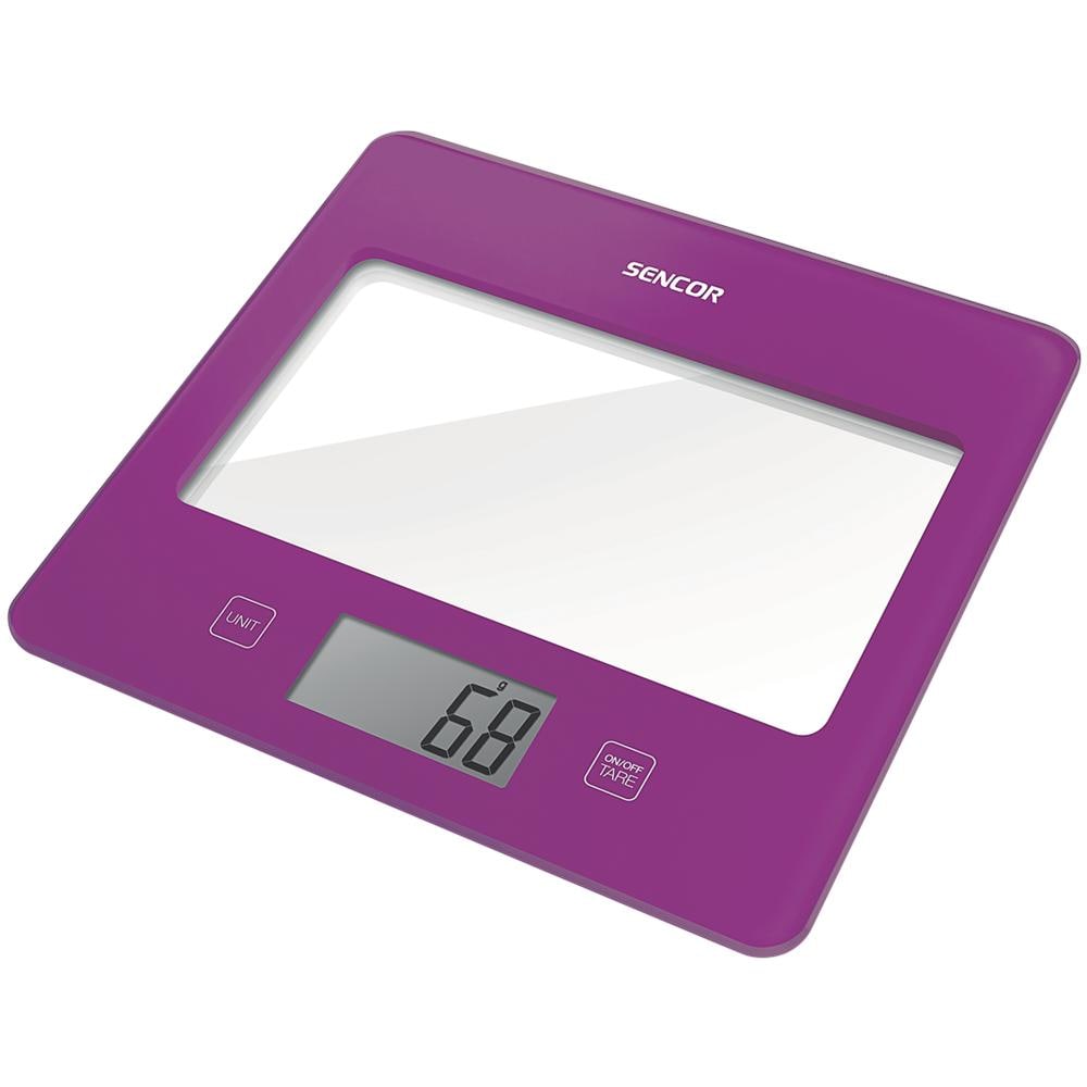 Bilancia Digitale da Cucina con Superficie in Vetro Portata 5 Kg Colore Viola - Foto 1