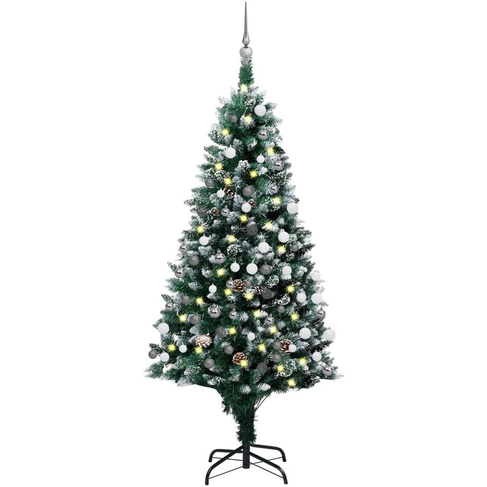 Set Albero Natale Artificiale con LED Palline e Pigne 180 cm - Foto 1