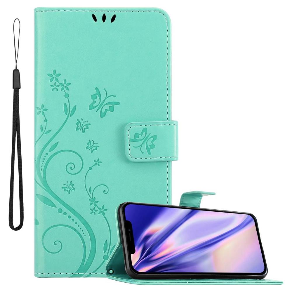 Cadorabo Custodia Compatibile Con Apple Iphone 12 Pro Max (6,7"" Zoll) In Turchese Fiore - Coperchio Protettivo In Design Floreale Con Chiusura Magnetica, Funzione Stand E Slot Per Carte - Foto 1